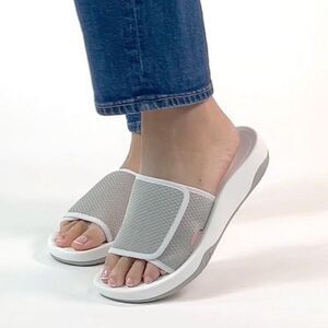 Alegria Ova8tion Dove RecoverMe Mesh White Gray Slide Sandals Womens EU 35